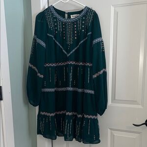 Savanna Jane Teal Embroidered Dress